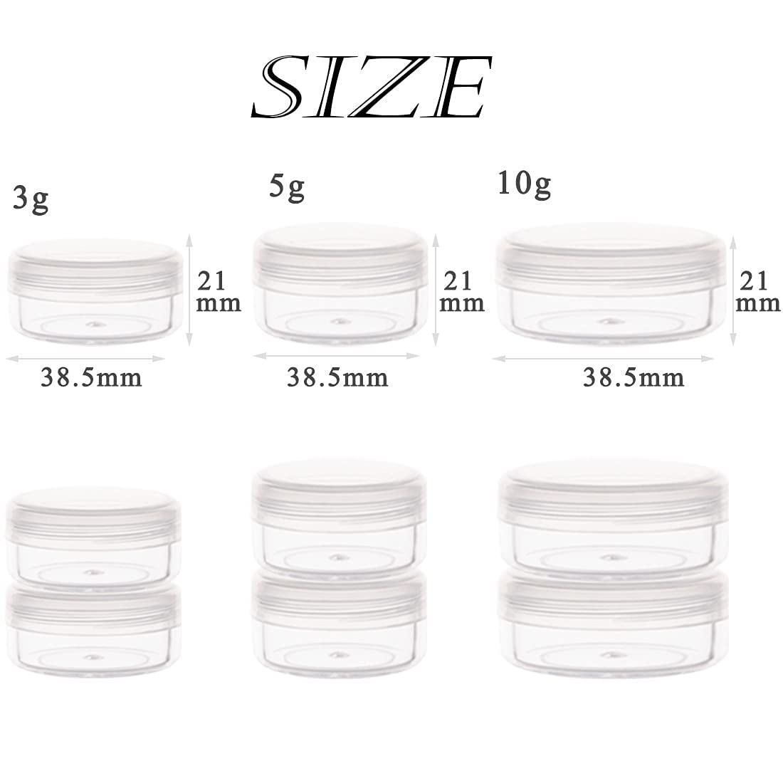 Zejia 5 Gram Sample Containers With Lids, Mini Makeup Containers, Empty Plastic Travel Cosmetic Containers With Labels(100 Count